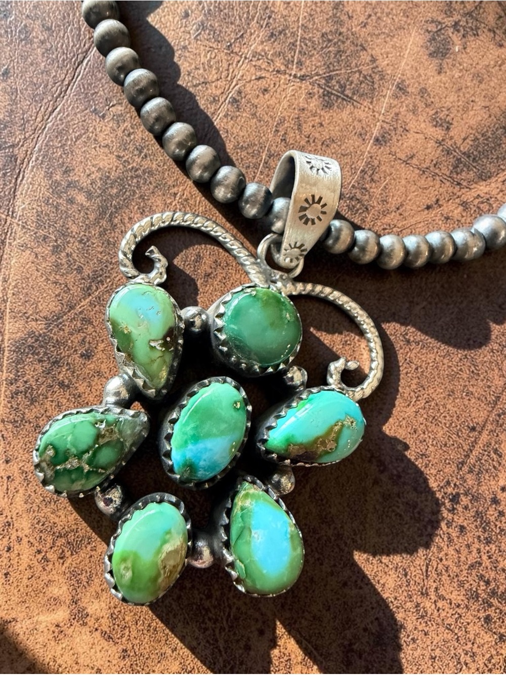 Collector Turquoise Sonoran Gold Sterling Necklace | 4mm Desert Pearls 16-18”